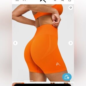 Oner Active Flame Orange Effortless Seamless High Rise Shorts (L)